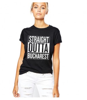 Tricou dama negru - Straight Outta Bucuresti