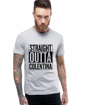 Tricou barbati gri cu text negru - Straight Outta Colentina