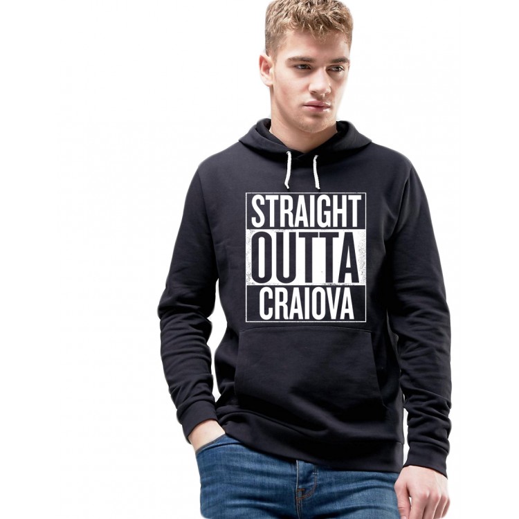 Hanorac Barbati Negru- Straight Outta Craiova