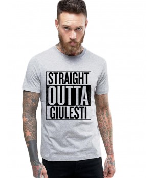 Tricou barbati gri cu text negru - Straight Outta Giulesti