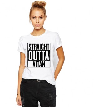 Tricou dama alb -  Straight Outta Vitan