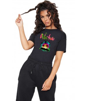 Tricou dama negru - Aloha Exotic
