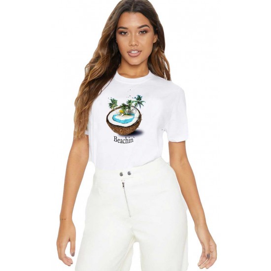 Tricou dama alb - Beachin Tricou dama alb - Beachin