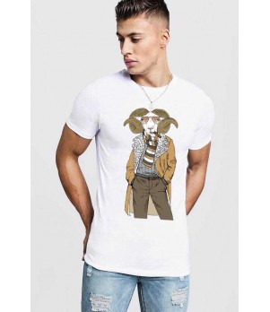 Tricou barbati alb - Berbec Fashion