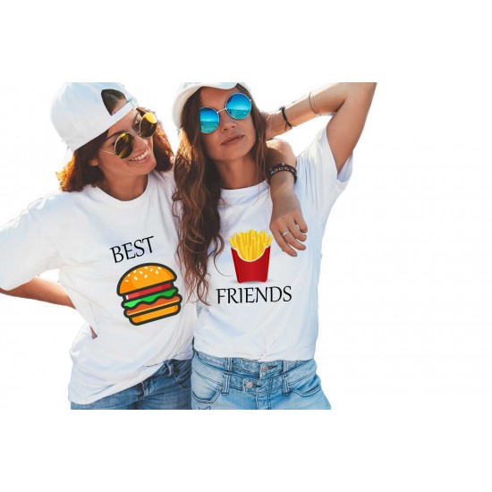 Set doua tricouri dama albe - Best Friends Set doua tricouri dama albe - Best Friends