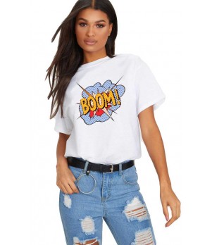 Tricou dama alb - Boom