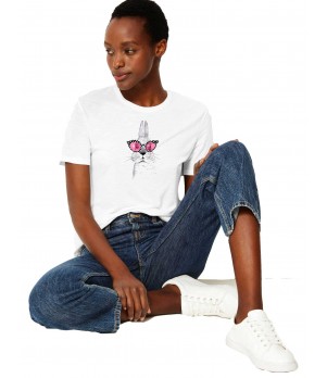 Tricou dama alb - Bunny Fashion