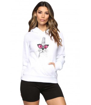 Hanorac dama alb - Bunny Fashion