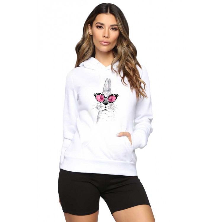 Hanorac dama alb - Bunny Fashion Hanorac dama alb - Bunny Fashion