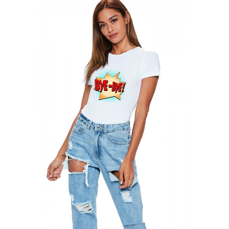 Tricou dama alb - Bye Bye Tricou dama alb - Bye Bye
