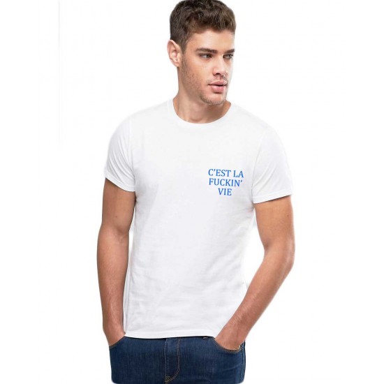 Tricou barbati alb - C'est la vie Tricou barbati alb - C'est la vie
