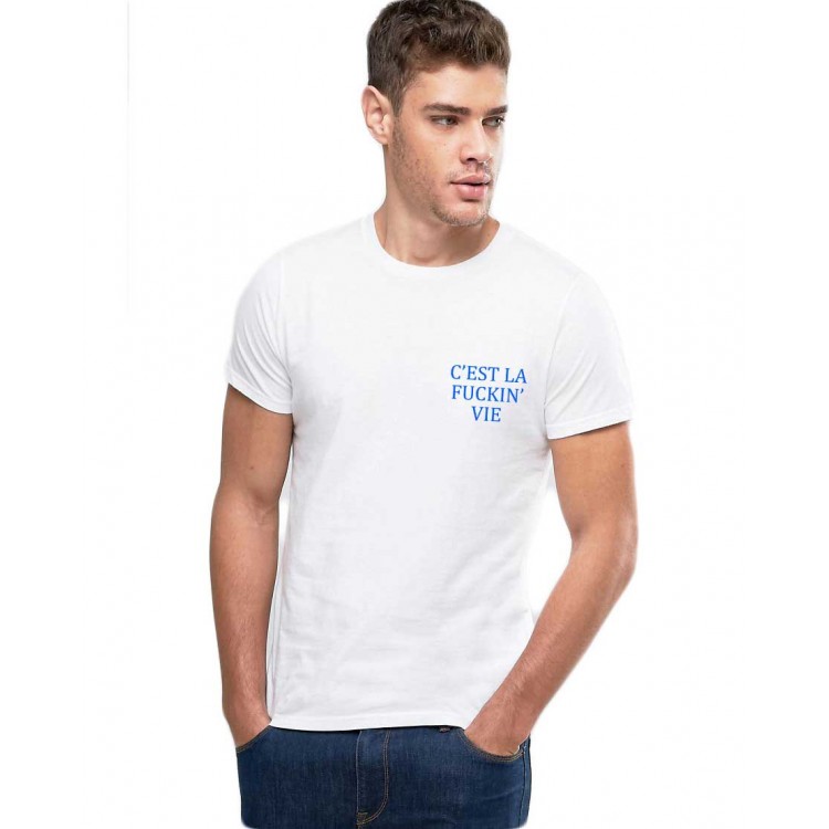 Tricou barbati alb - C'est la vie Tricou barbati alb - C'est la vie