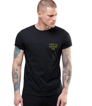 Tricou barbati negru - C'est la vie