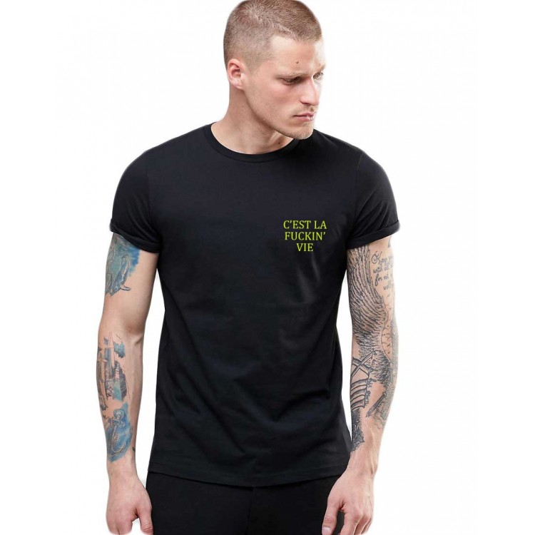Tricou barbati negru - C'est la vie Tricou barbati negru - C'est la vie
