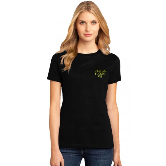 Tricou dama negru - C'est la vie Tricou dama negru - C'est la vie