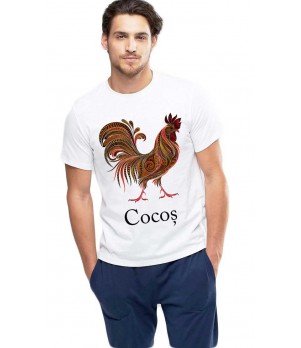 Tricou barbati alb - Cocos