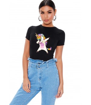 Tricou dama negru -  Cool Unicorn