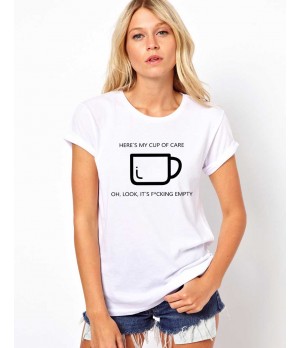Tricou dama alb - Cup of care