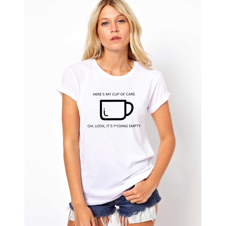 Tricou dama alb - Cup of care Tricou dama alb - Cup of care
