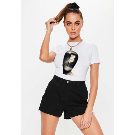 Tricou dama alb - Dali - Globul Tricou dama alb - Dali - Globul