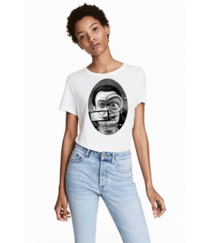 Tricou dama alb - Dali - The Watcher