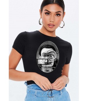 Tricou dama negru -  Dali - The Watcher