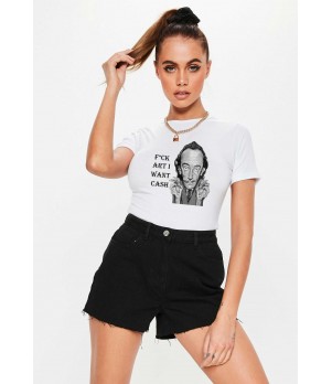 Tricou dama alb - Dali - I want CASH