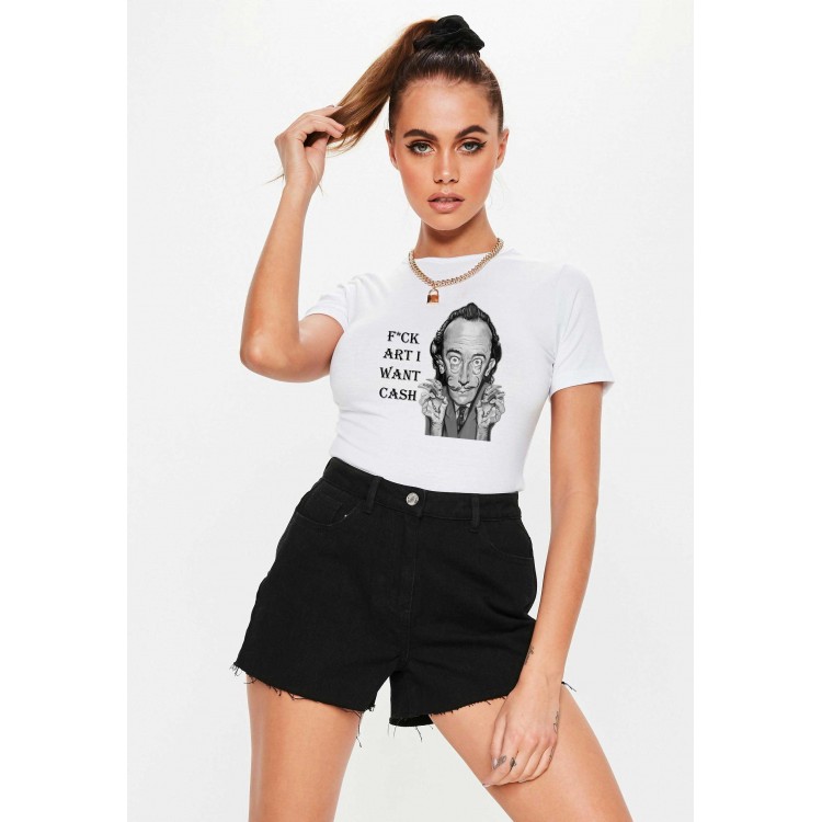 Tricou dama alb - Dali - I want CASH Tricou dama alb - Dali - I want CASH