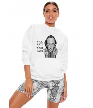 Hanorac dama alb - Dali - I want CASH