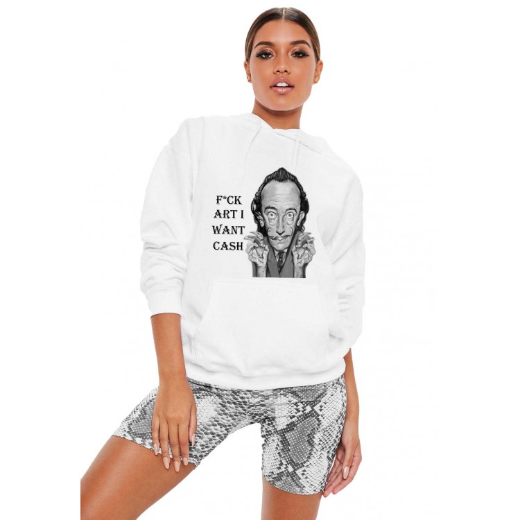 Hanorac dama alb - Dali - I want CASH