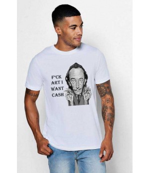 Tricou barbati alb - Dali - I want CASH