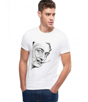 Tricou barbati alb - Dali - Portret