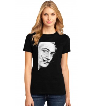 Tricou dama negru -  Dali - Portret