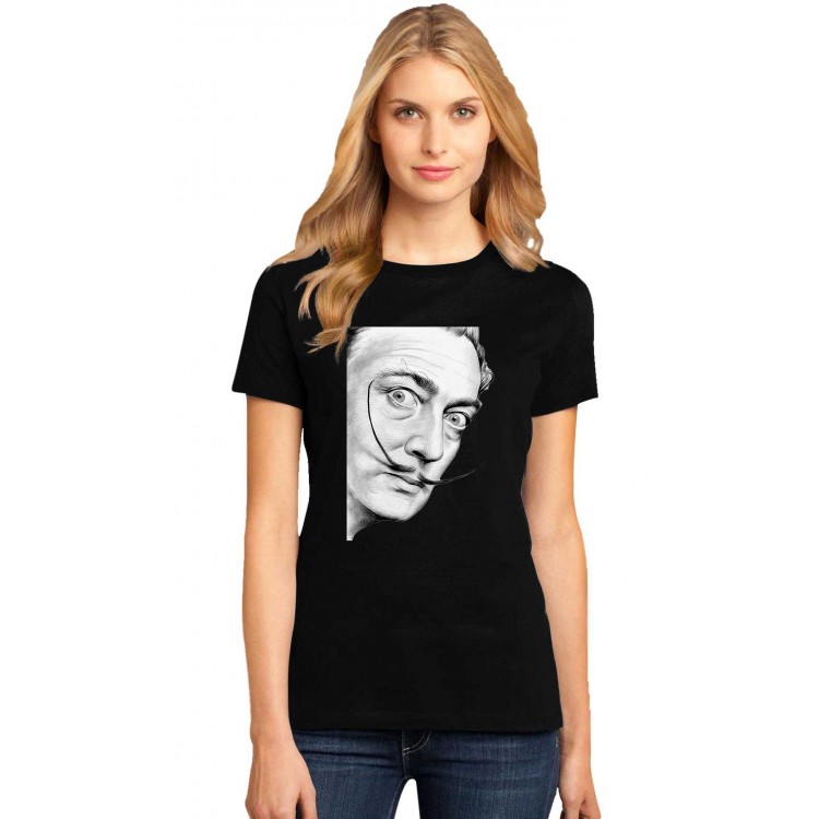 Tricou dama negru -  Dali - Portret