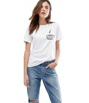 Tricou dama alb - Espresso Yourself II
