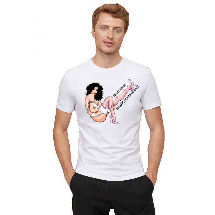 Tricou barbati alb - Fiind Baiet Cutreieram Tricou barbati alb - Fiind Baiet Cutreieram