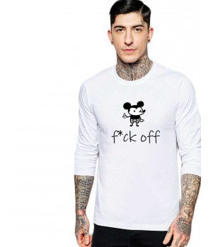 Bluza barbati alba - f*ck off Mickey Mouse
