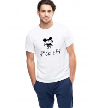 Tricou barbati alb - f*ck off Mickey Mouse