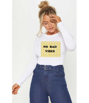 Bluza dama alba - No Bad Vibes