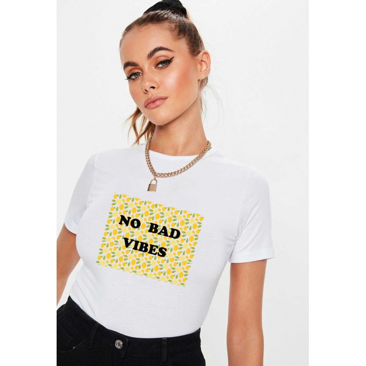 Tricou dama alb - No Bad Vibes Tricou dama alb - No Bad Vibes