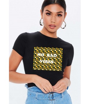 Tricou dama negru - No Bad Vibes