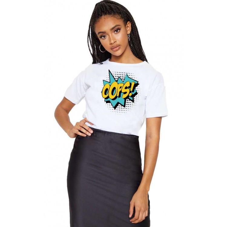 Tricou dama alb - Oops Tricou dama alb - Oops