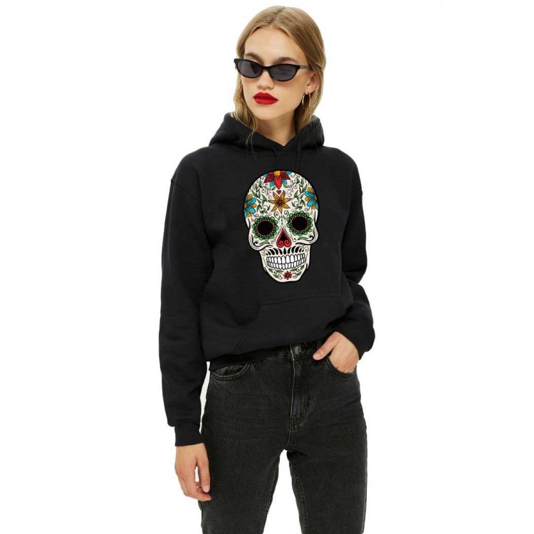 Hanorac dama negru - Sugar Skull Colorful Hanorac dama negru - Sugar Skull Colorful