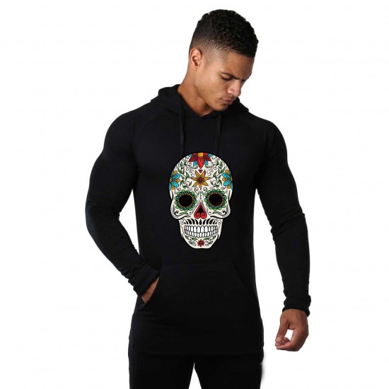 Hanorac Barbati Negru - Sugar Skull Colorful Hanorac Barbati Negru - Sugar Skull Colorful