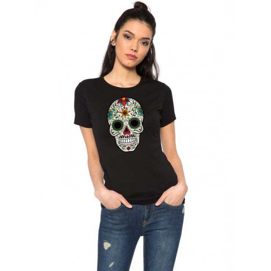 Tricou dama negru - Sugar Skull Colorful Tricou dama negru - Sugar Skull Colorful