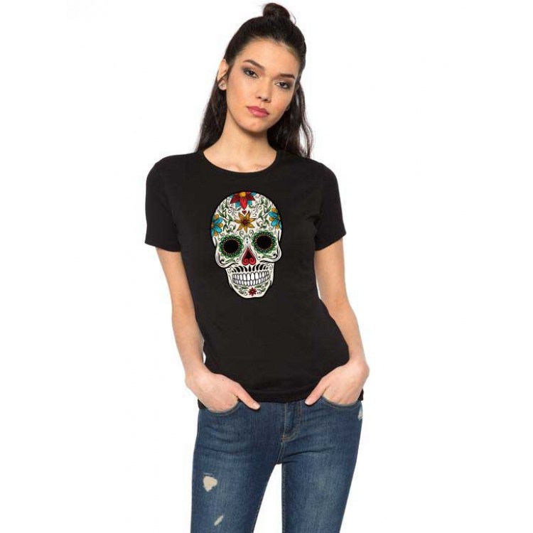 Tricou dama negru - Sugar Skull Colorful Tricou dama negru - Sugar Skull Colorful