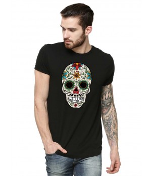 Tricou barbati negru - Sugar Skull Colorful