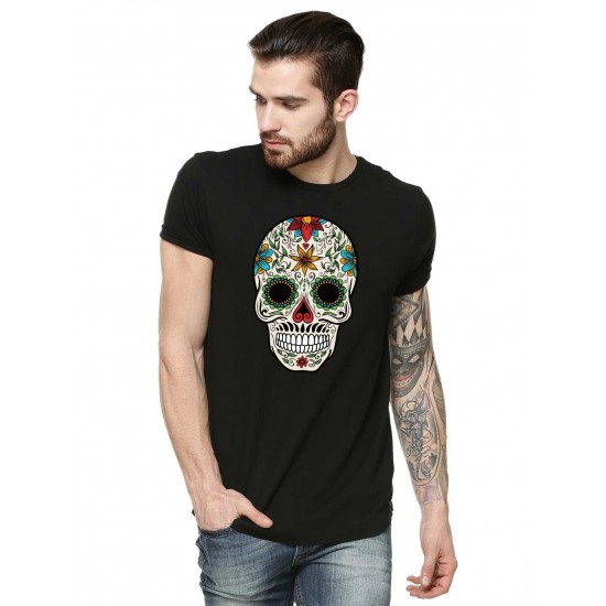 Tricou barbati negru - Sugar Skull Colorful Tricou barbati negru - Sugar Skull Colorful