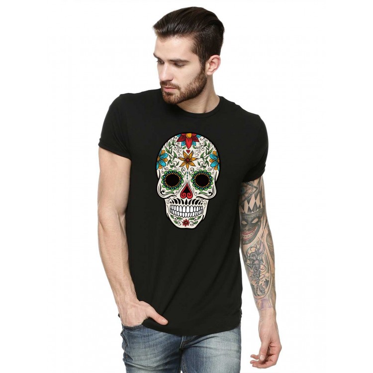 Tricou barbati negru - Sugar Skull Colorful Tricou barbati negru - Sugar Skull Colorful