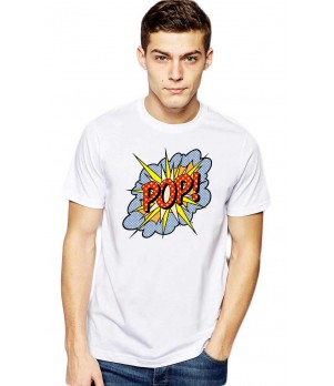  Tricou barbati alb - POP